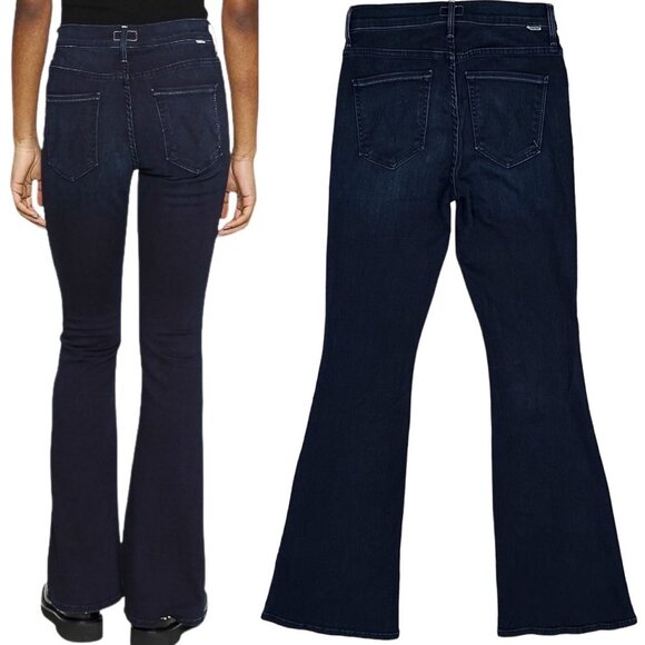 Mother The Pixie Weekender Flare Jeans in Night Tripper Dark Denim Womens Sz 26 - Picture 2 of 13
